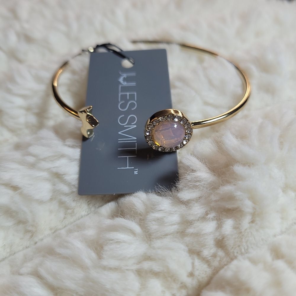 Jules Smith Gold Bracelet with Pink Gem